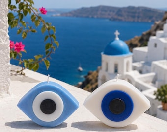 Handcrafted Evil Eye Candle: Beeswax Protection Candle