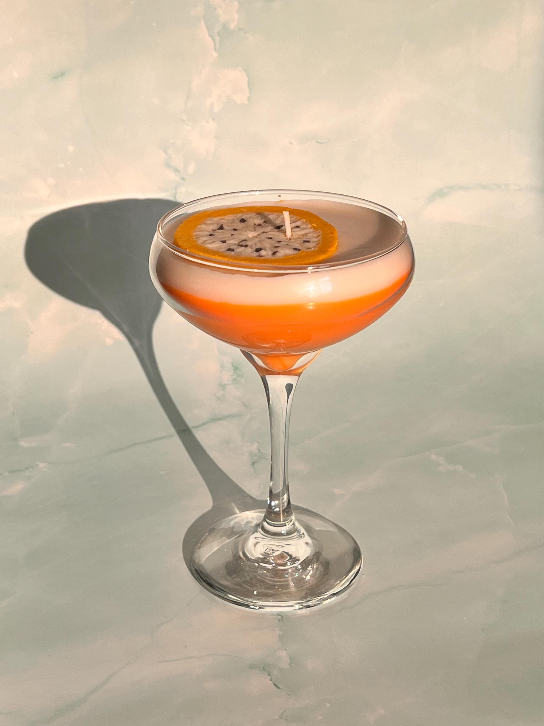 Passion fruit Martini Candle Tall Stem Coupe Glass Realistic  / Martini Candle /  Martini Lovers / cocktail Lovers