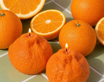 Orange Beeswax Candle: Handcrafted Food Candle, Home Decor