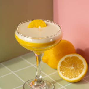 Bougie martini goutte citron - Coupe en verre de bougie, bougie cocktail, décoration d'intérieur esthétique, cadeau unique, bougie d'été