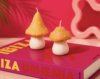 Handcrafted Beeswax Mushroom Candle: Cottagecore Decor