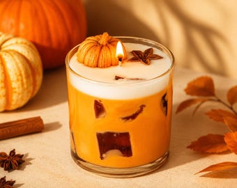 Pumpkin Spiced Latte Candle: kokos- en gelwas, handgemaakt