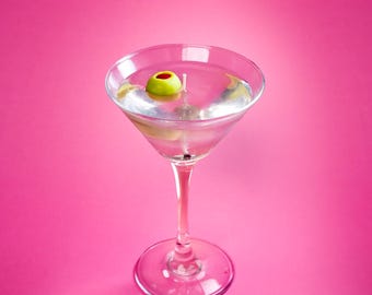 Martini Candle: Unscented Gel Wax in Reusable Martini Glass