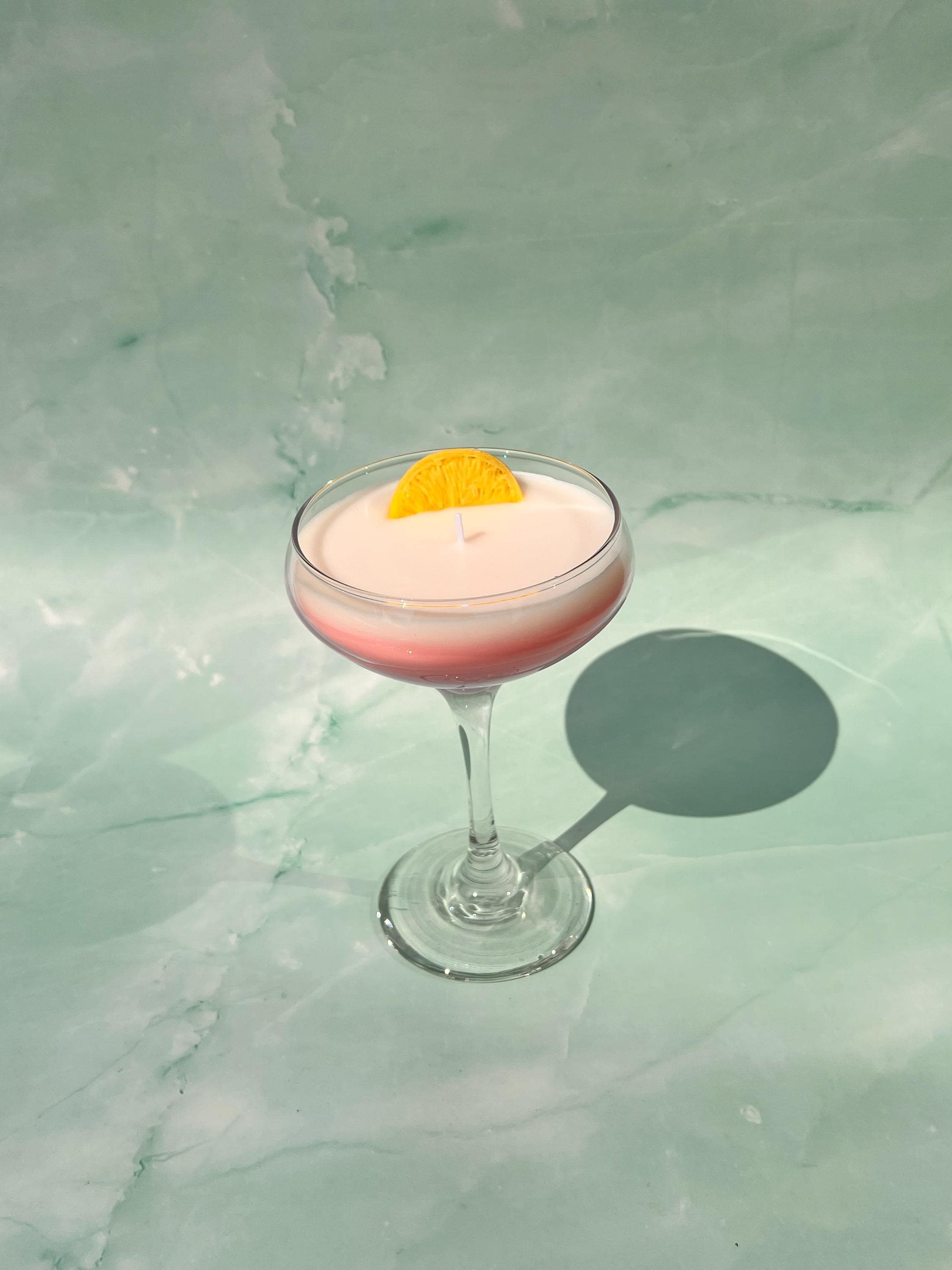 Pink Lady Martini Candle Tall Stem Coupe Glass  / Martini Candle /  Martini Lovers / cocktail Lovers