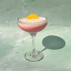 Pink Lady Martini Candle Tall Stem Coupe Glass  / Martini Candle /  Martini Lovers / cocktail Lovers