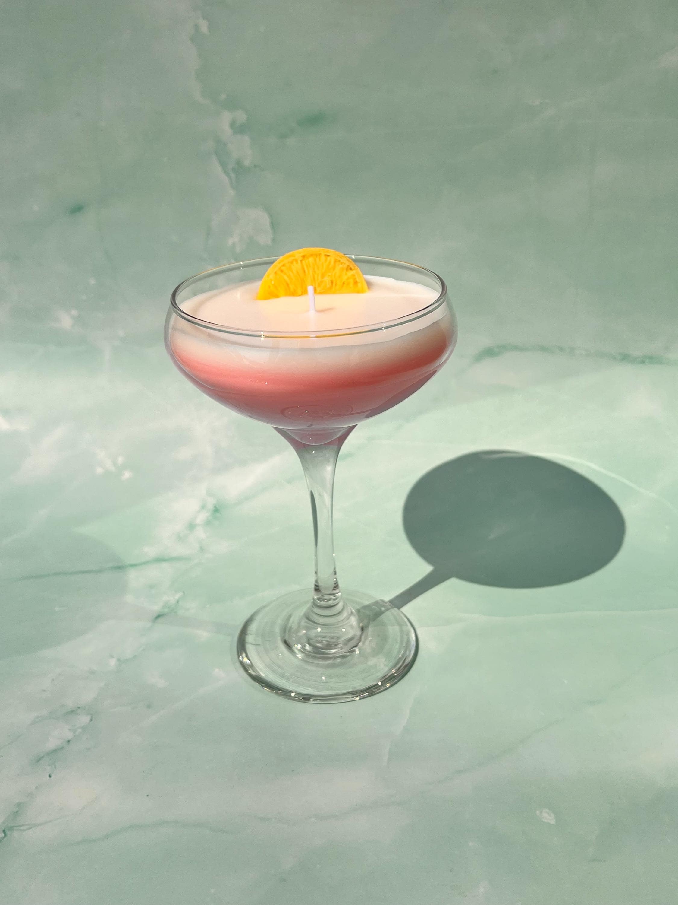 Pink Lady Martini Candle Tall Stem Coupe Glass  / Martini Candle /  Martini Lovers / cocktail Lovers
