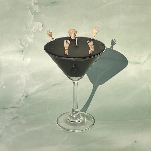 Vela de Martini Esqueleto: Aroma a Caramelo de Calabaza, Decoración de Halloween