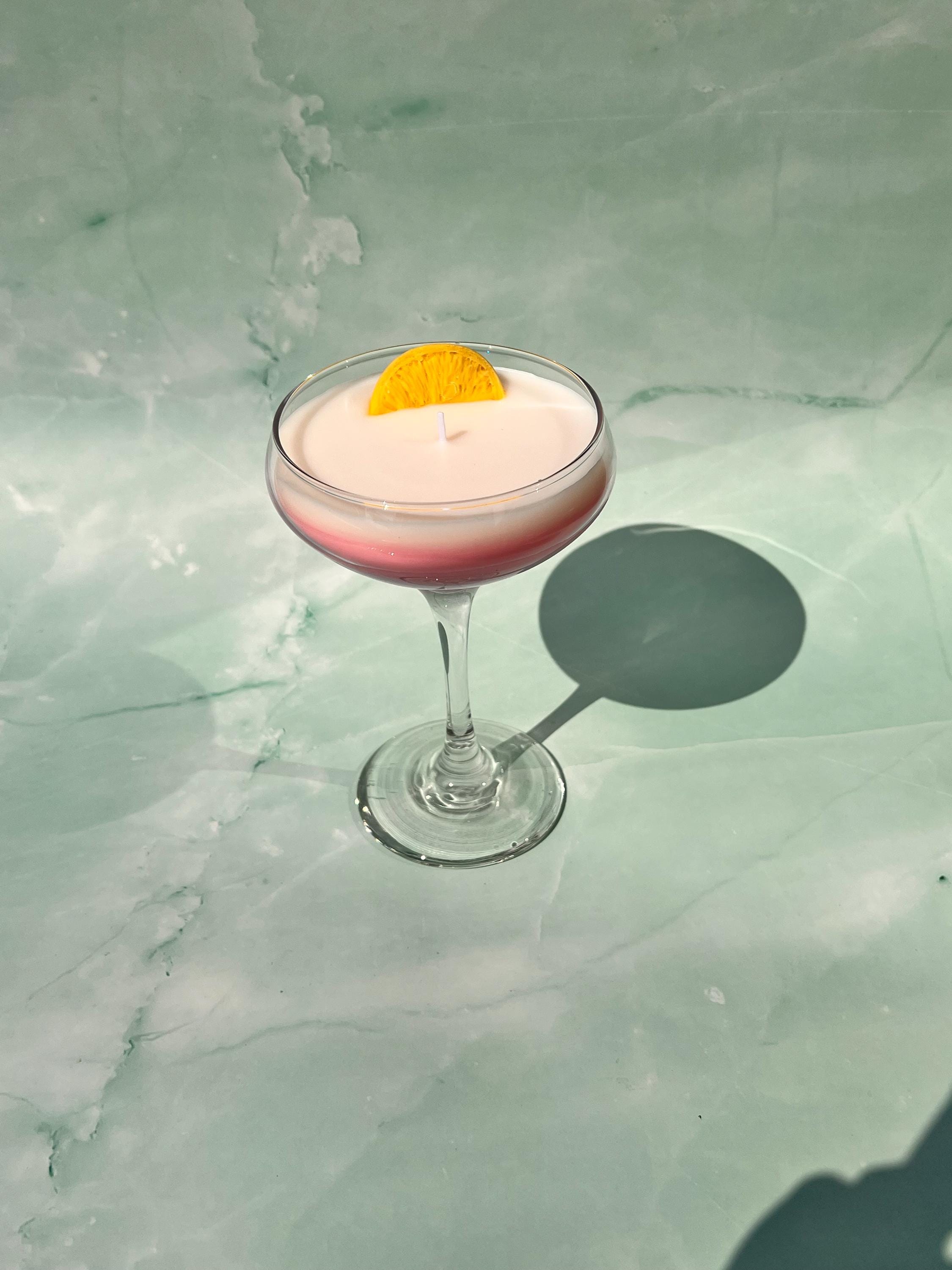 Pink Lady Martini Candle Tall Stem Coupe Glass  / Martini Candle /  Martini Lovers / cocktail Lovers
