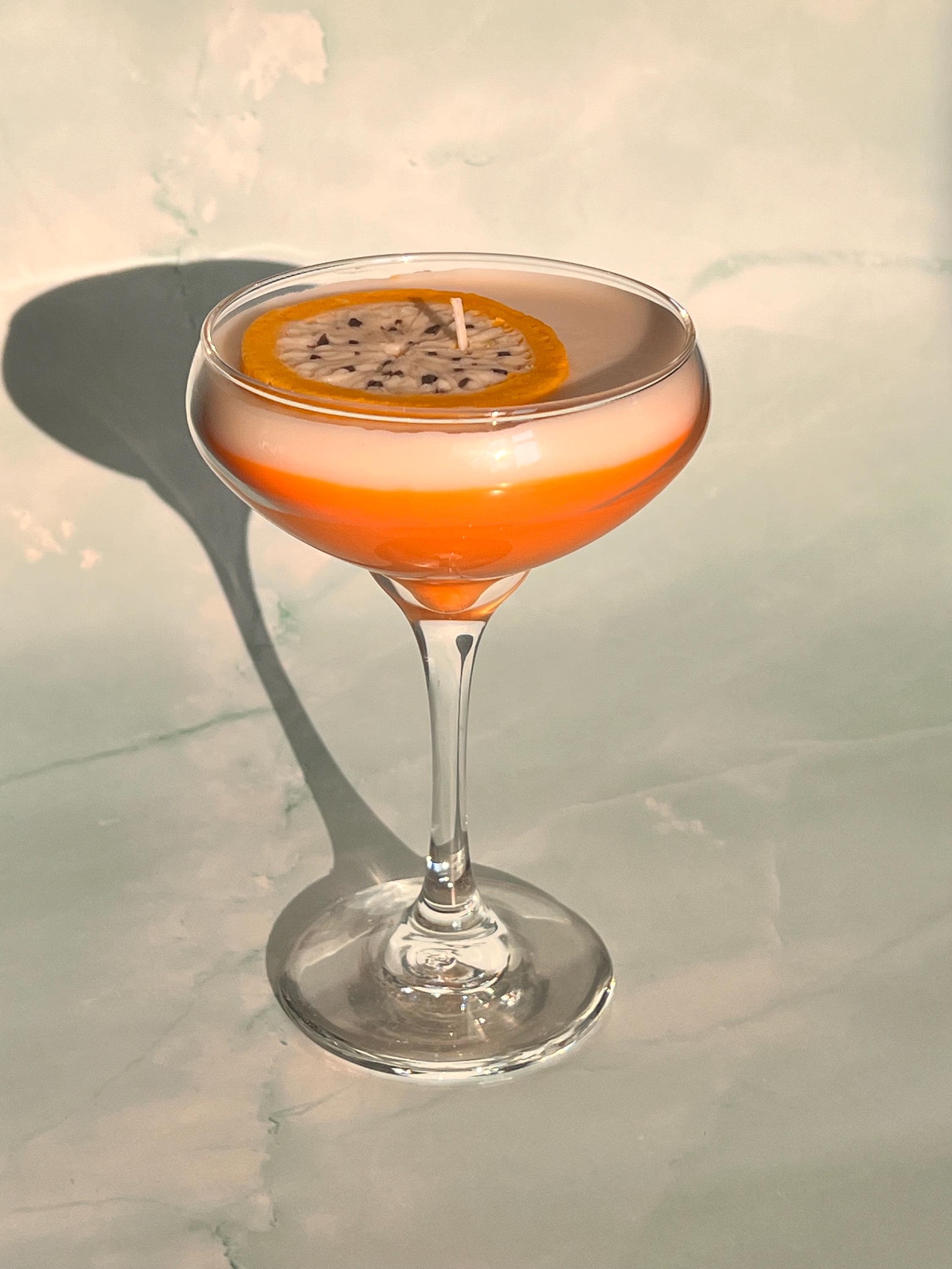 Passion fruit Martini Candle Tall Stem Coupe Glass Realistic  / Martini Candle /  Martini Lovers / cocktail Lovers