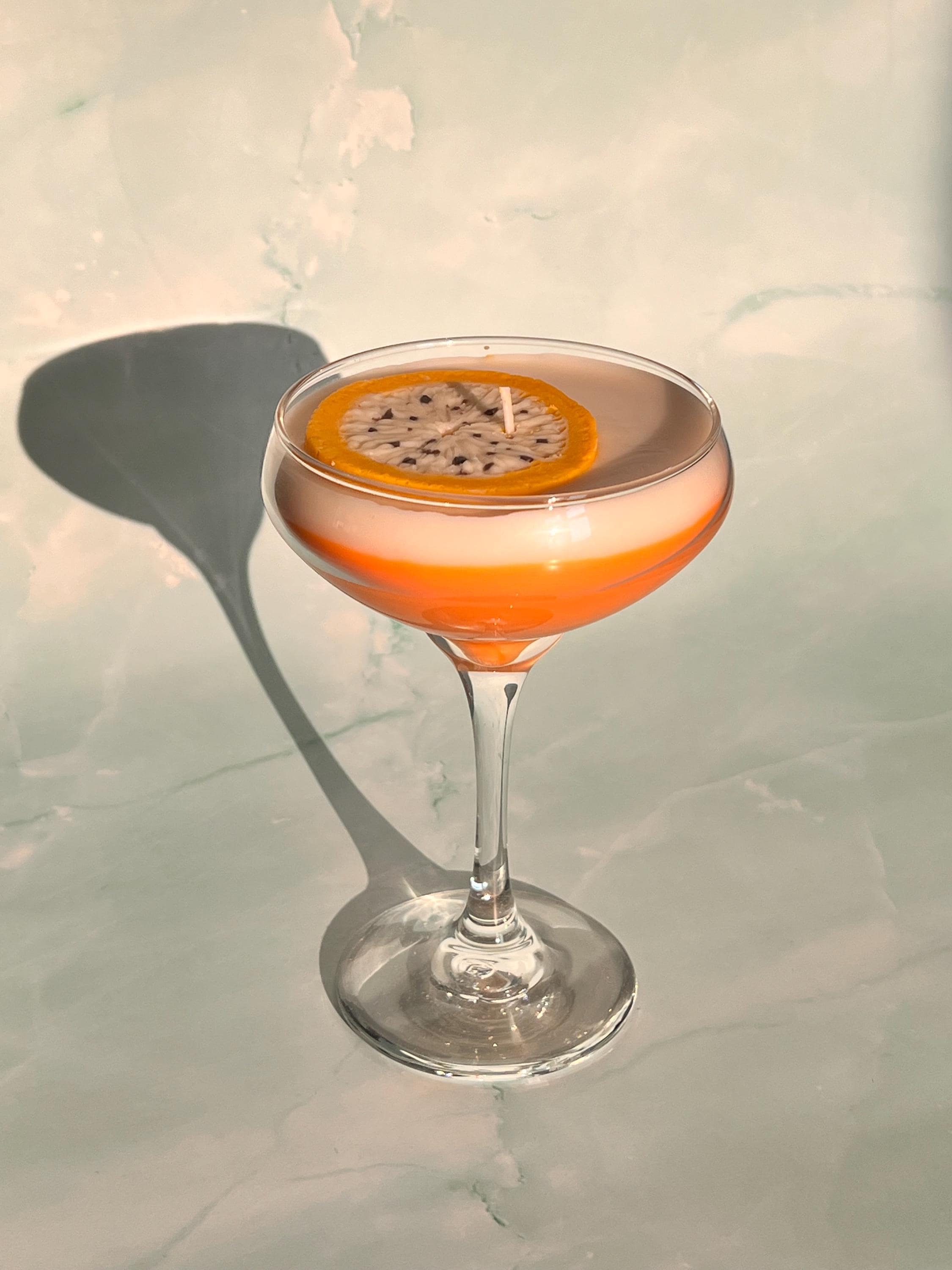 Passion fruit Martini Candle Tall Stem Coupe Glass Realistic  / Martini Candle /  Martini Lovers / cocktail Lovers