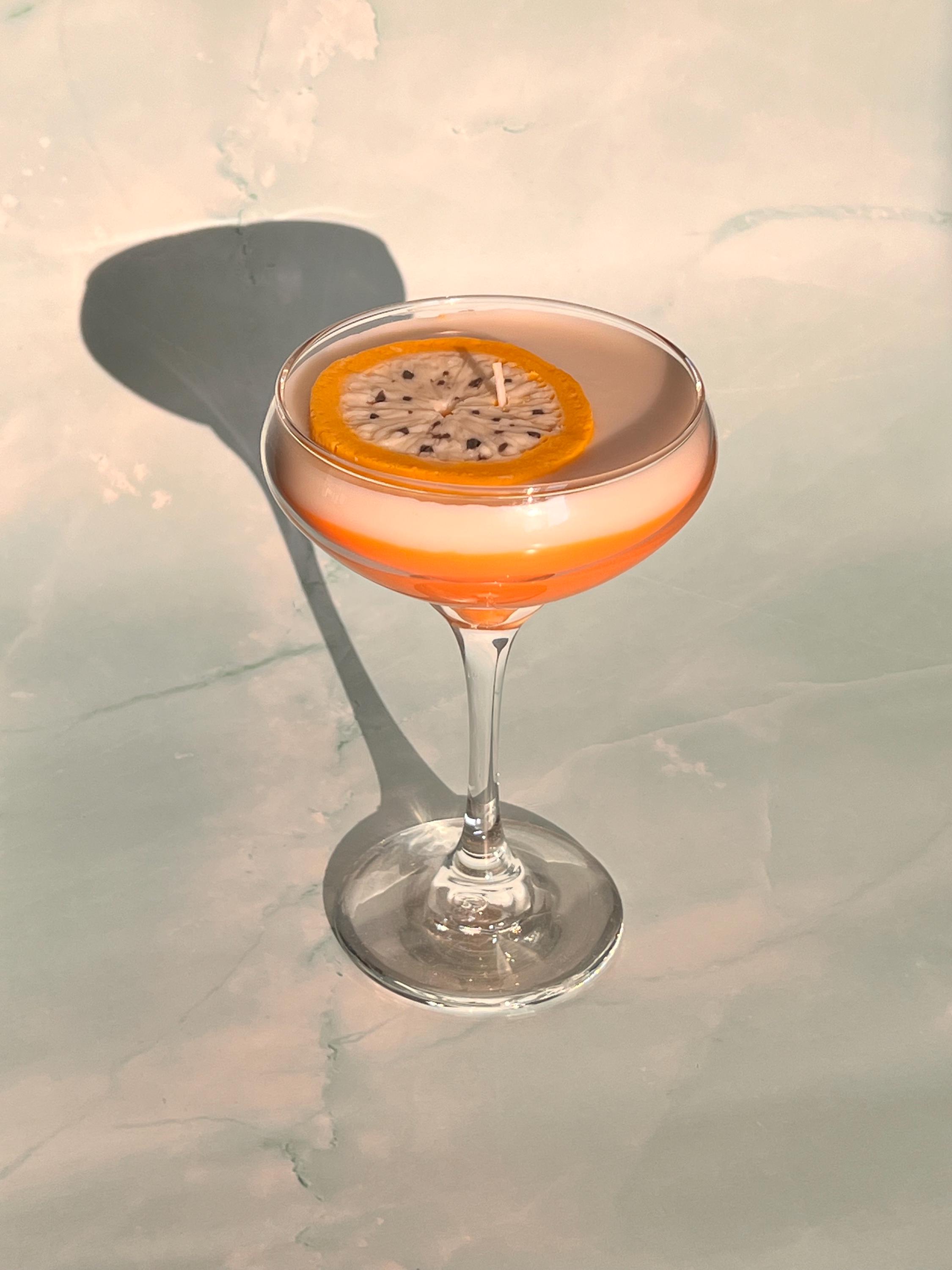 Passion fruit Martini Candle Tall Stem Coupe Glass Realistic  / Martini Candle /  Martini Lovers / cocktail Lovers