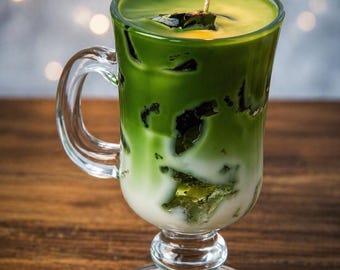 Iced Matcha Latte Candle: Coconut & Gel Wax Tea Candle