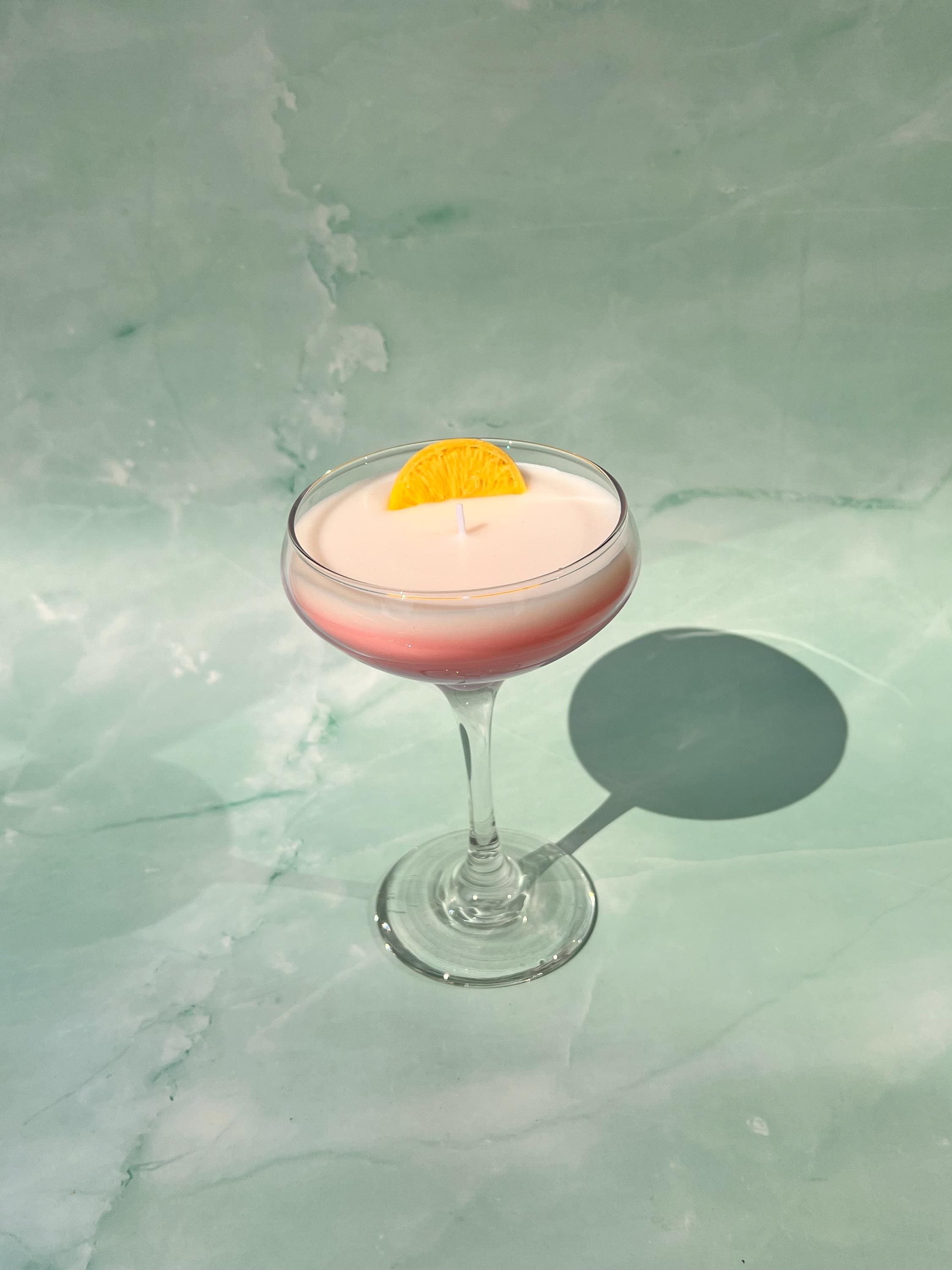 Pink Lady Martini Candle Tall Stem Coupe Glass  / Martini Candle /  Martini Lovers / cocktail Lovers