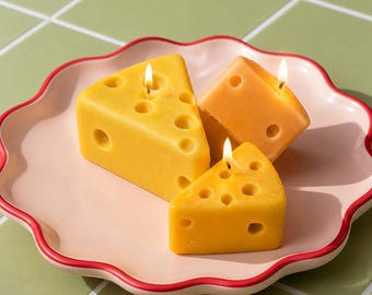 Handmade Beeswax Cheese Candle – Cute Foodie Gift