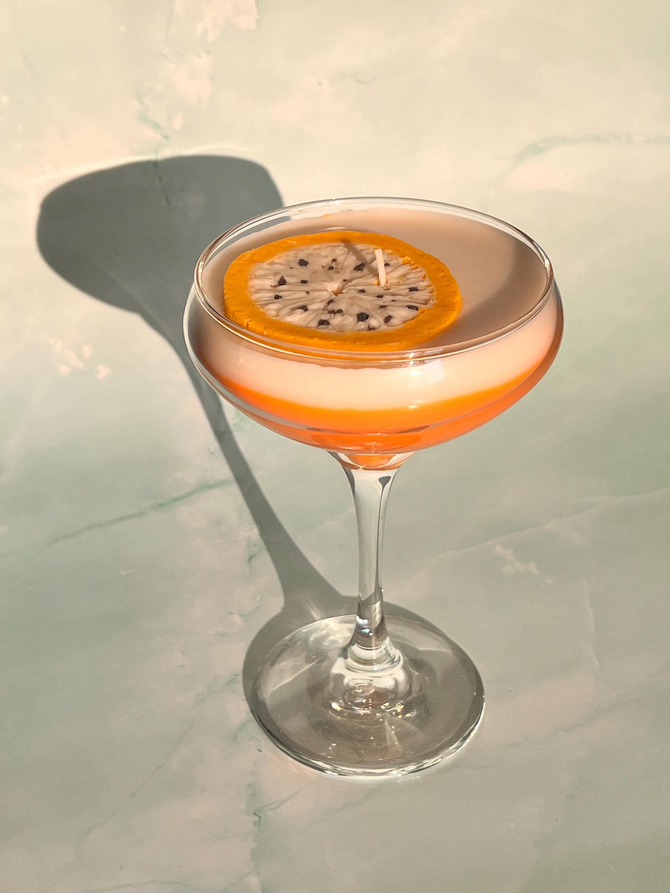 Passion fruit Martini Candle Tall Stem Coupe Glass Realistic  / Martini Candle /  Martini Lovers / cocktail Lovers