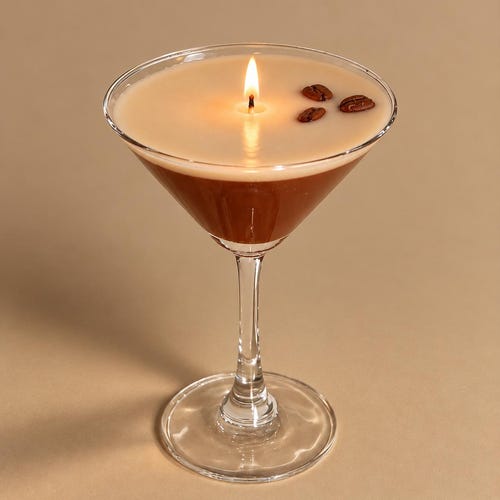 Vela Espresso Martini, vela de cera de coco con aroma a café, decoración realista de cóctel, accesorio retro para carrito de bar, regalo único para anfitriona.