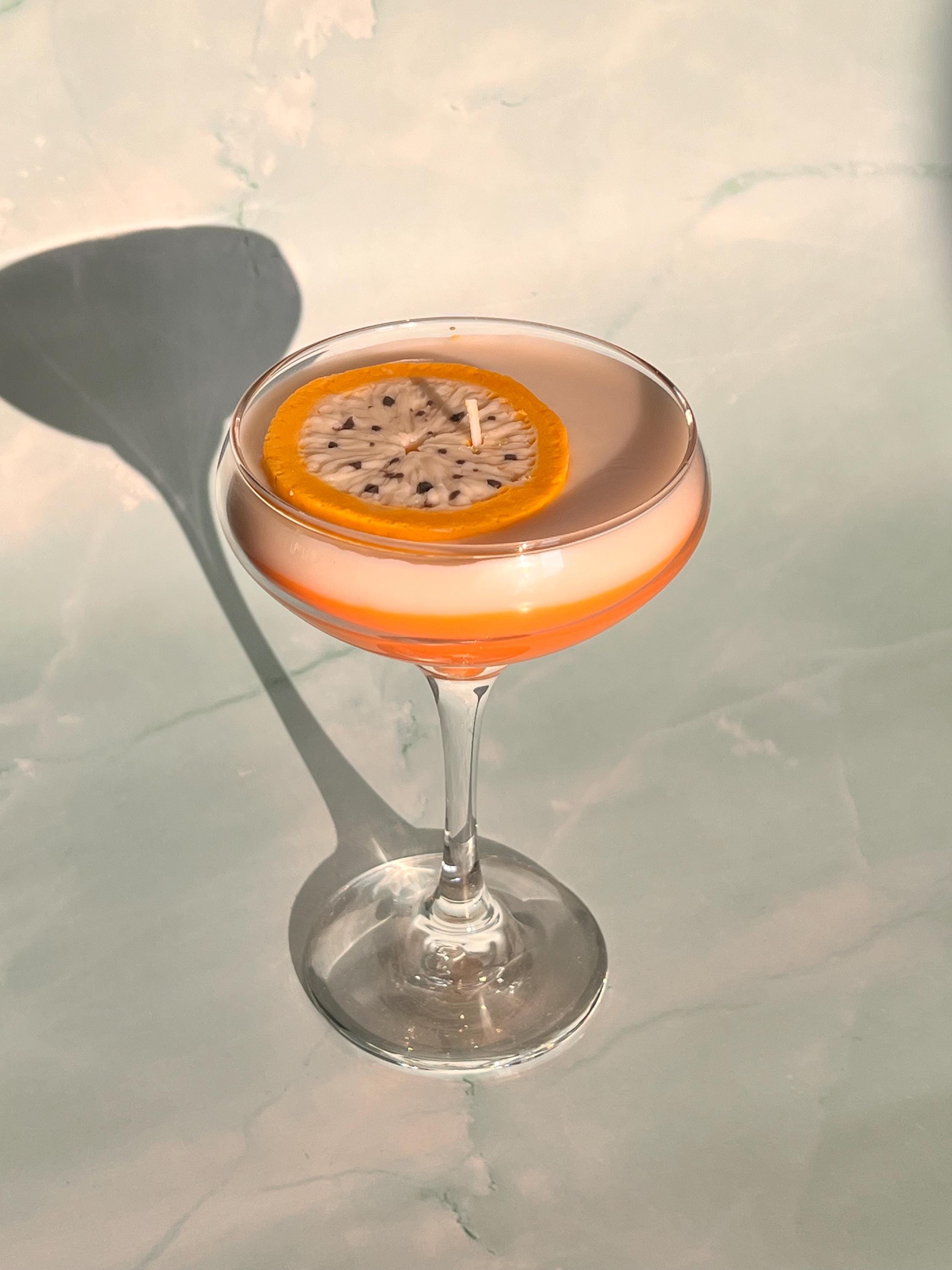 Passion fruit Martini Candle Tall Stem Coupe Glass Realistic  / Martini Candle /  Martini Lovers / cocktail Lovers