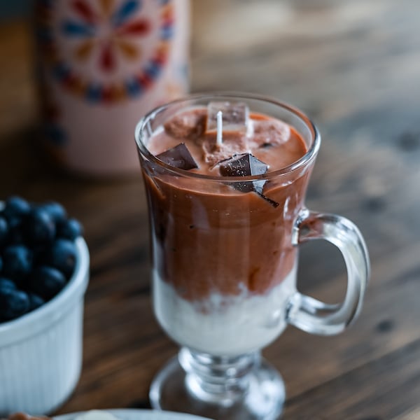 Vela de latte helado: coco y cera de gel, vaso reutilizable para latte