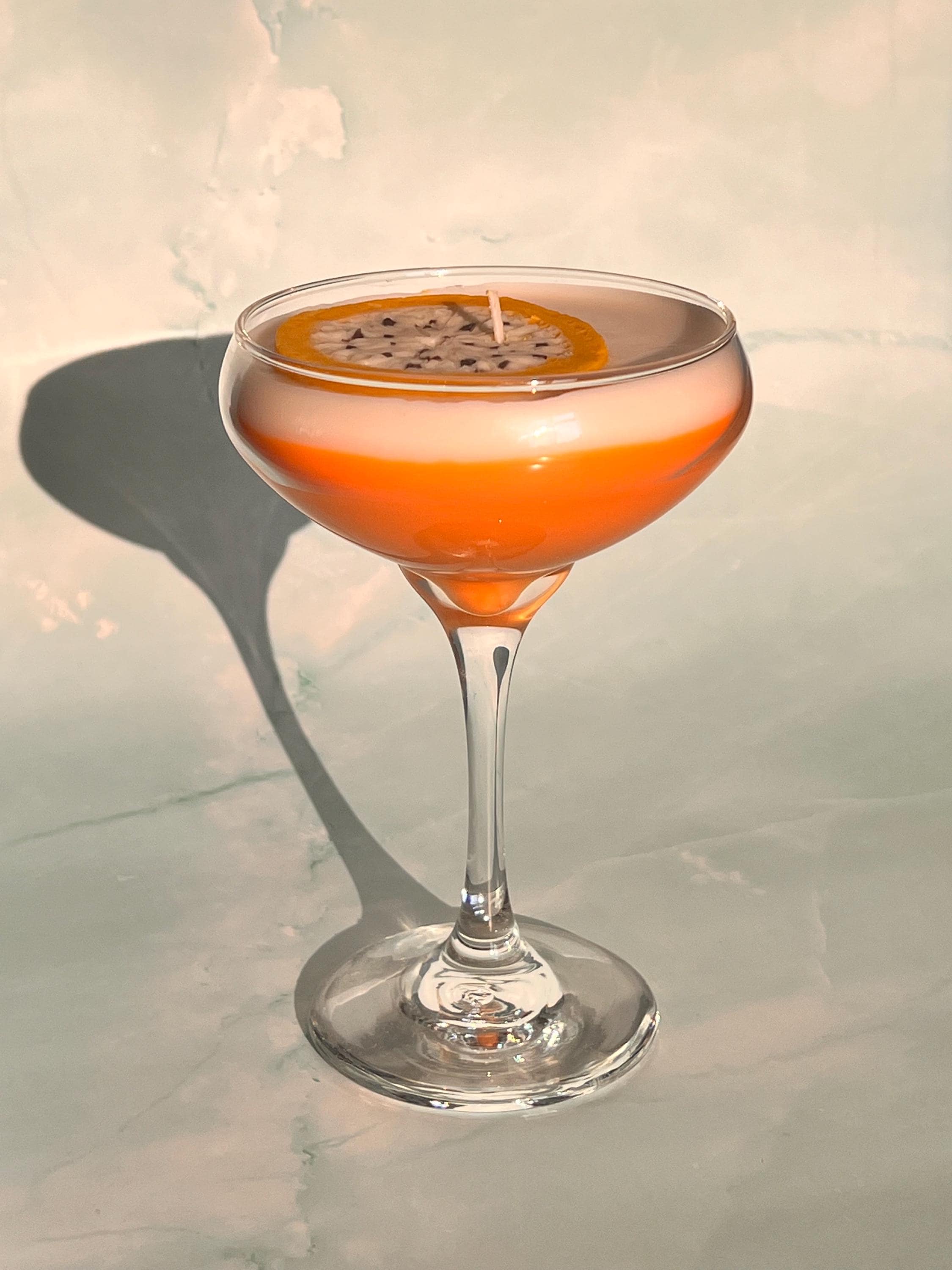 Passion fruit Martini Candle Tall Stem Coupe Glass Realistic  / Martini Candle /  Martini Lovers / cocktail Lovers