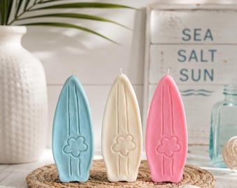 Surfbrett Kerzen Set | Küsten Strand Dekor Kerze Sommer Surf Ästhetik | Ozean inspirierte Kerze | Strand-Haus Geschenk