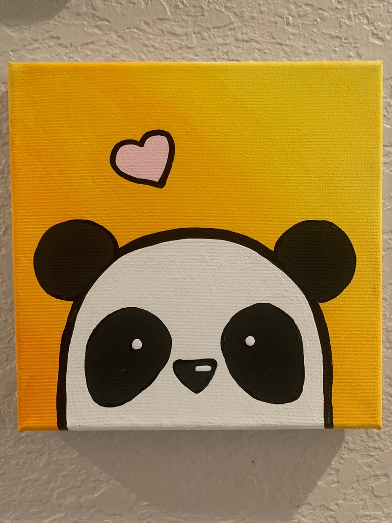 Cute Acrylic Panda Painting on Canvas - Etsy