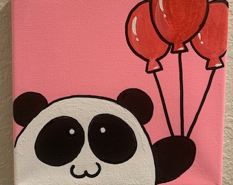 Panda et ballons Peinture acrylique sur toile