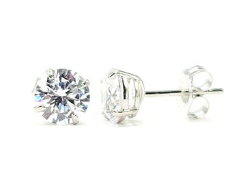 4/6 Ct Round Cut Simulated Diamond Stud Earrings 14K White Gold Plated Sterling