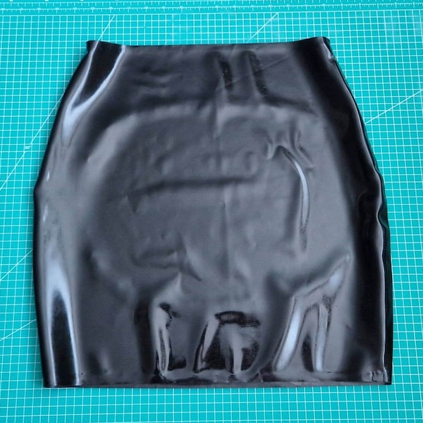 Black rubber latex spanking skirt open back fetish wear bondage Spank bdsm