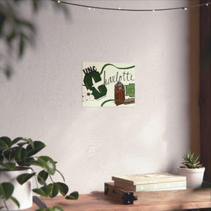 Affiche d'art Charlotte, déco université, art mural de dortoir, cadeau de remise des diplômes, affiches College Spirit, esthétique vert et blanc image 4