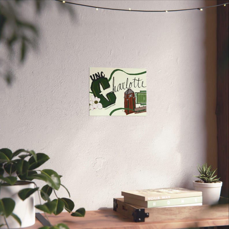 Affiche d'art Charlotte, déco université, art mural de dortoir, cadeau de remise des diplômes, affiches College Spirit, esthétique vert et blanc image 4