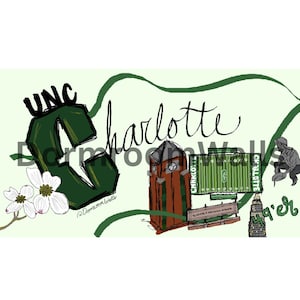 UNC Charlotte Dorm Room Print