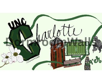 UNC Charlotte Dorm Room Print