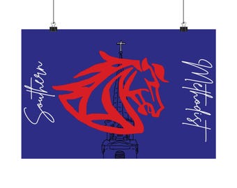 Posters horizontaux mats de la Southern Methodist University - Décoration de campus, Art mural, Cadeaux universitaires