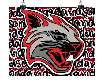 Poster horizontal Davidson College, décoration de dortoir pour étudiant de première année Davidson College, appartement universitaire