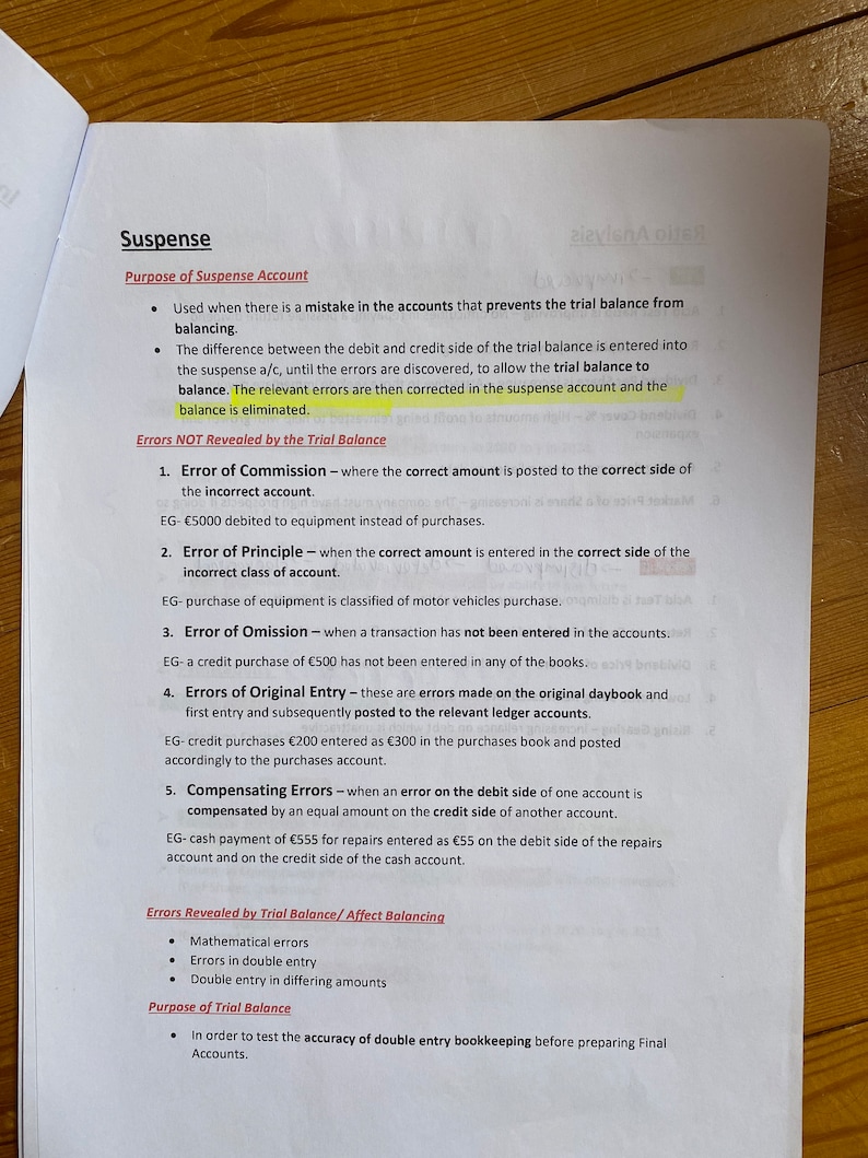 Leaving Cert H1 Accounting Theory Answers 2024 Etsy