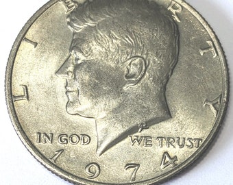 1974 JFK 50 CENTS, Kennedy Half Dollar, fifty cent piece USA American coin