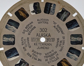 ALASKA USA ViewMaster Reel 302, 1950's Rare Hand Lettered, Single Reel Sawyers, Ketchikan Juneau