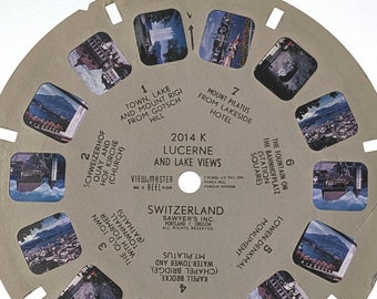 LUCERNE and Lake Views ViewMaster Reel 2014 K, 1950's SWITZERLAND, Single Reel Sawyers, Mount Pilatus, Schweizerhof Quay