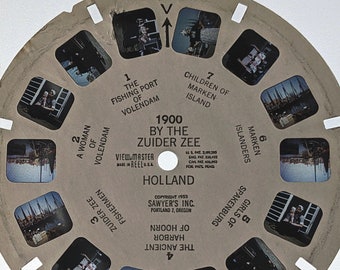 1953 ViewMaster Reel No. 1900,  By The ZUIDER ZEE HOLLAND, Single Reel Sawyers, Harbour of Hoorn, Volendam, Marken Island, 71 years ago