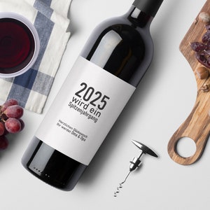 Schwangerschaft verkünden - 2 Wein Flaschen Etiketten "2025 wird ein Spitzenjahrgang Herzlichen Glückwunsch Ihr werdet Oma & Opa"