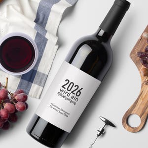 Schwangerschaft verkünden - 2 Wein Flaschen Etiketten "2026 wird ein Spitzenjahrgang Herzlichen Glückwunsch Ihr werdet Oma & Opa"