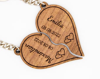 Schlüsselanhänger für Paare HERZ personalisiert Partner Schlüsselanhänger Hochzeit Paar Schlüsselanhänger personalisierter Schlüsselanhänger
