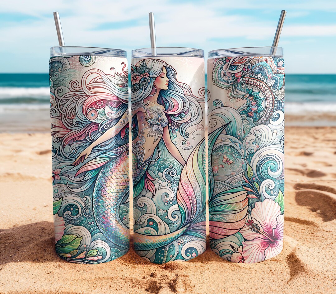 20oz Mermaid Tumbler Wrap, Ocean 20 Ounce Sublimation Template ...
