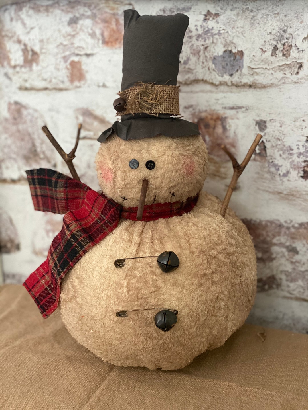 Snowman Decor Primitive Snowman Doll Primitive Snowman Etsy