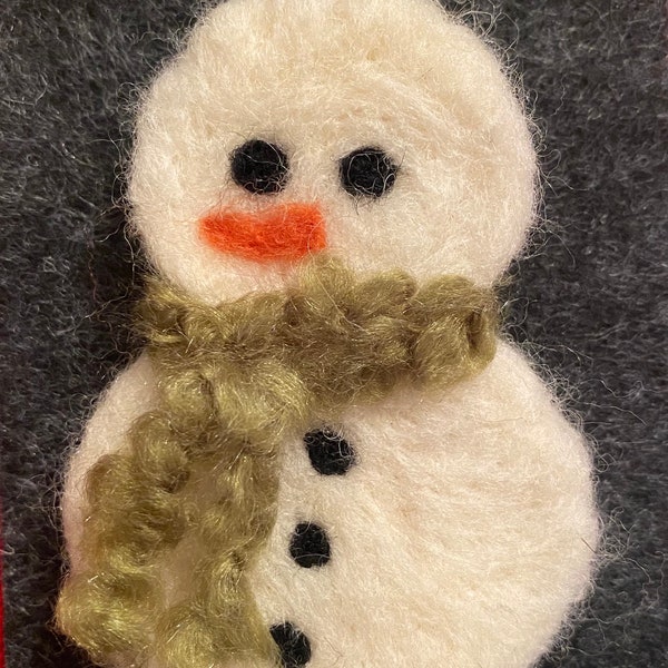 Wool Snowman Pin - Needle Felted Wool Snowman Brooch