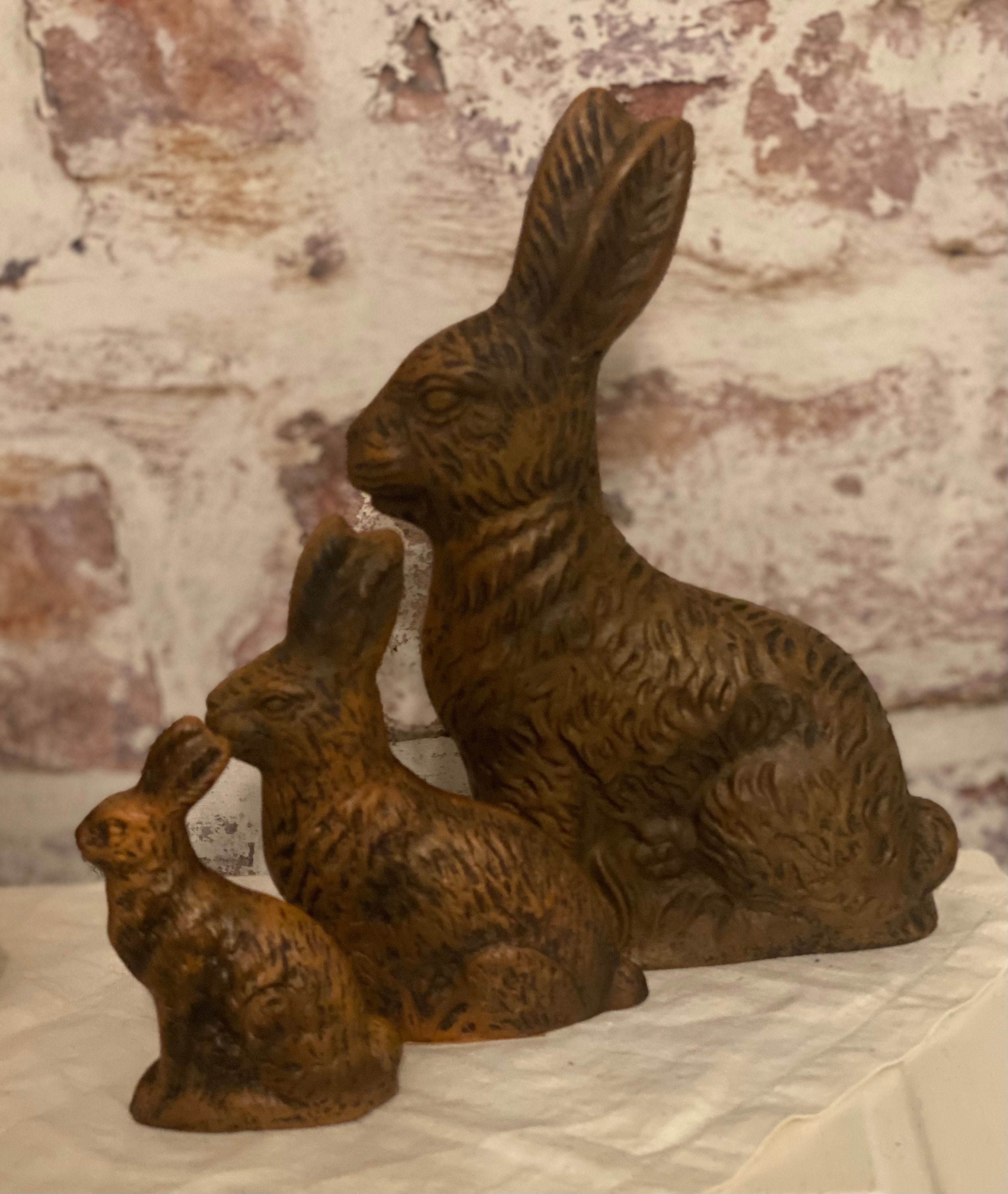 Faux Chocolate Bunnies SET of 3 Chocolate Bunny Decor Primitive ...