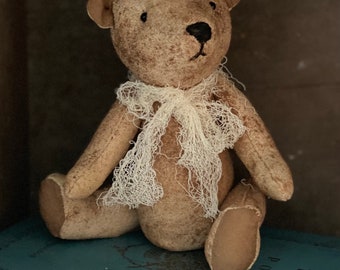 Primitive Grungy Bear- Handmade primitive teddy bear-Primitive Bear- Little handmade Bear- Primitive Bear- Grungy Teddy Bear- Mothers Day