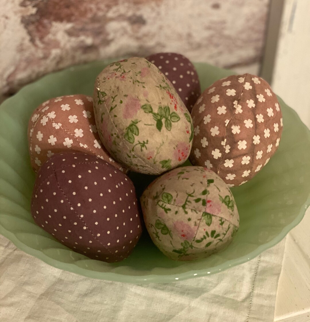 Vintage Fabric Eggs SET of 3 Eggs Easter Eggs Vintage Print Fabric