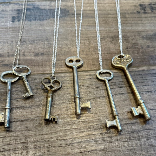 Skeleton Key Necklace- Antique Skeleton Key Necklace- You Choose- Vintage Skeleton Key - Mothers Day Gift