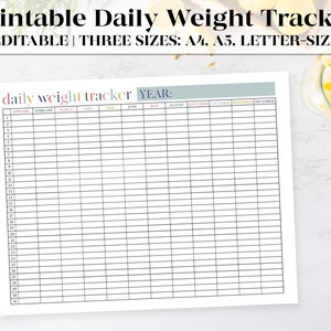 Printable Weight Loss Tracker | Editable PDF | Weight Loss Planner | Habit Tracker | Digital Download | Weight Loss Chart | Weight Tracker